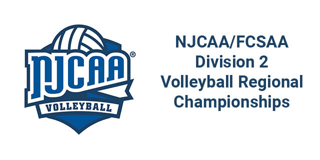 NJCAA logo with text of NJCAA/FCSAA Division 2 Volleyball Regional Championships