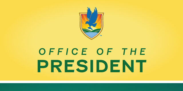 LSSC rest logo with text Office of the President on a yellow background