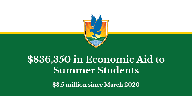 Text: $836,350 in economic aid to Summer Students